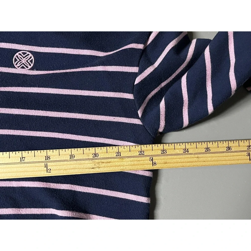 Lilly Pulitzer Sweater Womens XL Blue Stripe Collared V Neck Pullover Knit Top - Picture 8 of 9